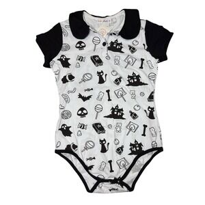 Little for Big Bodysuit SMALL Halloween Adult One Piece Cat Bat Goth Cutesy NWT‎